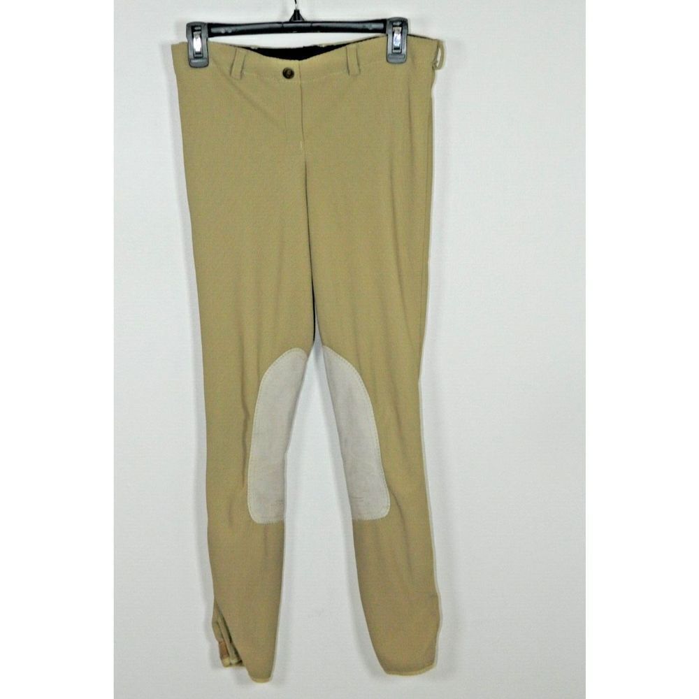 TUFF RIDER Pant Breeches Beige Size 33 Equestrian Riding Faux Suede‎ Knee Patch